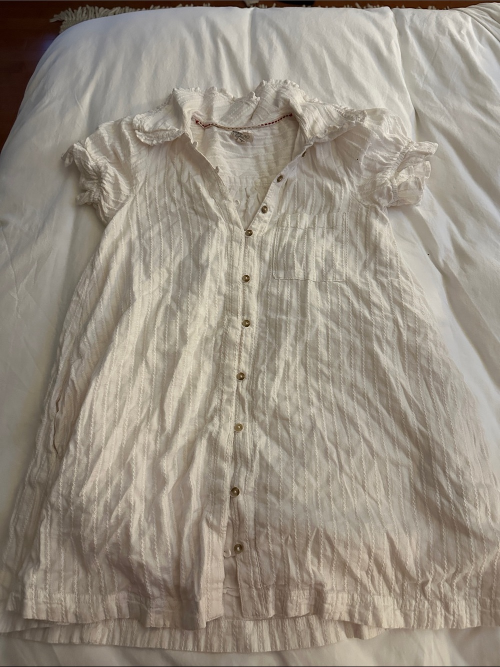 Pilcro Cream Button-Front Mini Dress